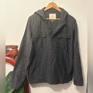 Men’s Ezekiel Charcoal and Black Striped Henley Lightweight Hoodie Jacket